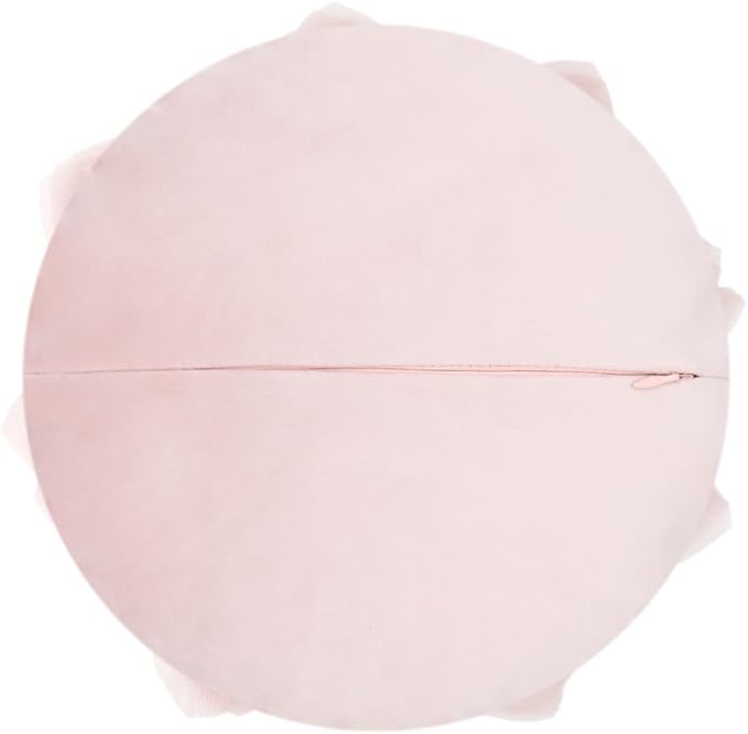 Handmade 3D Blush Pink Flower Pillow Cute Decorative Round Velvet Throw Pillows Modern Boho Farmhouse Accent Cushion for Bed Couch Car Bedroom Living Room Home Decor Gift 12 Inch Rose Gold