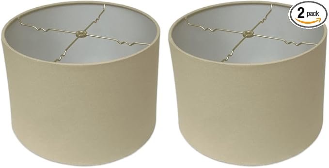 Royal Designs, Inc. HB-610-18LNBG-2 Shallow Drum Hardback Lamp Shade, 17 x 18 x 11.5, Linen Beige, 2-Pack