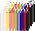 100pcs Multicolored Taper Candles 4 inch Dripless - Unscented and Smokeless -Paraffin Wax with Cotton Wicks-for Birthdays Weddings Holiday Emergency (100pack)