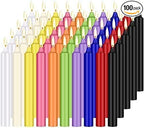 100pcs Multicolored Taper Candles 4 inch Dripless - Unscented and Smokeless -Paraffin Wax with Cotton Wicks-for Birthdays Weddings Holiday Emergency (100pack)