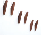 Pack 6 Wood Wall Hooks, Black Walnut Coat Minimalist Design Heavy Duty Robe Hook Wall Mounted Rustic Wooden Hooks Clothes Hanger Hat Rack for Hanging Bathroom Towels.