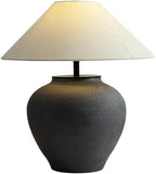 Farmhouse Table Lamps Black 18.8" Tall Ceramic Table Lamp Rustic Southwestern Clay Pot Ceramic Lampshade with Fabric Shade Bedside Nightstand for Living Room Bedroom House Office Entryway (Black)