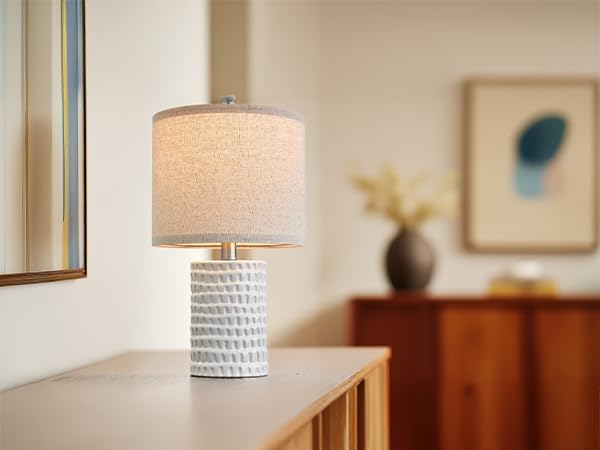 PORTRES 18.25" Modern Ceramic Table Lamps Set of 2 for Bedroom White Desk Lamps Bedside Lamps for Living Room Study Room Office Dorm Farmhouse Decor Nightstand Lamp End Small Table Lamps