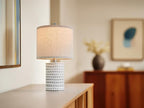 PORTRES 18.25" Modern Ceramic Table Lamps Set of 2 for Bedroom White Desk Lamps Bedside Lamps for Living Room Study Room Office Dorm Farmhouse Decor Nightstand Lamp End Small Table Lamps