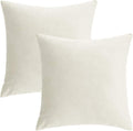 Beige Cream Velvet Throw Pillow Covers Decorative Cozy Cushion Cases Soft Solid Square Home Decor for Couch Car Sofa Bedroom Office 18x18 Inch Set of 2