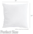 lalaLOOM Velvet Throw Pillow Covers, Set of 2, 24x24 Decorative Square Pillows Home Decor, Soft Accent Cases, Silky Machine Washable Pillowcases for Sofa, Couch, Bedroom, Living Room, White