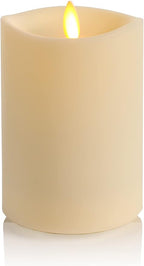 Luminara Realistic Artificial Moving Flame Outdoor Pillar Candle - Moving Flame LED Battery Operated Lights for Outside Christmas, Thanksgiving - Remote Ready - Remote Sold Separately - 3.25" x 5"