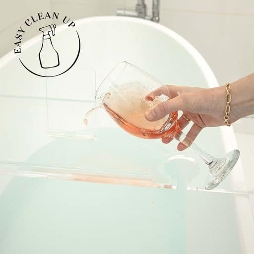 36" Supreme - Clear Acrylic Bathtub Tray Caddy Tub Shelf, Spa Board Luxury Bathroom Bath tub Table, Fits Across Bathtubs, Book, iPad and Wine Glass Holder (Supreme, 36")