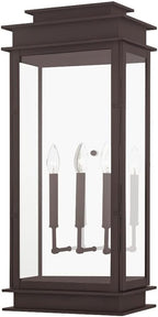 Livex 20208-04 Transitional Three Light Outdoor Wall Lantern from Princeton Collection in Black Finish