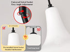 11" Milk White Glass Pendant Light, Blown Glass Hanging Ceiling Light Fixture with Black Finish, Large Vintage Modern Pendant Lamp for Kitchen Island, Sink, Hallway, Living Room