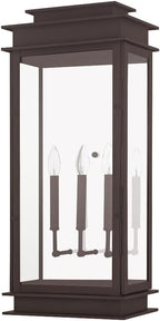 Livex 20208-04 Transitional Three Light Outdoor Wall Lantern from Princeton Collection in Black Finish