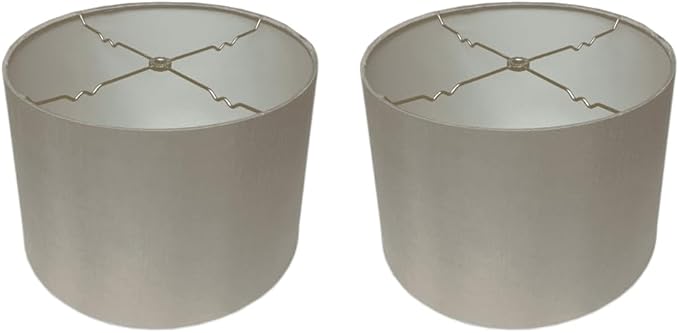 Royal Designs, Inc. HB-610-18GR-2 Shallow Drum Hardback Lamp Shade, 17 x 18 x 11.5, Gray, 2-Pack