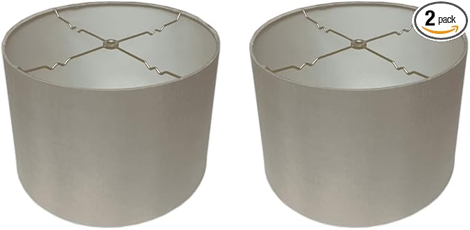 Royal Designs, Inc. HB-610-16GR-2 Shallow Drum Hardback Lamp Shade, 15 x 16 x 10, Gray, 2-Pack