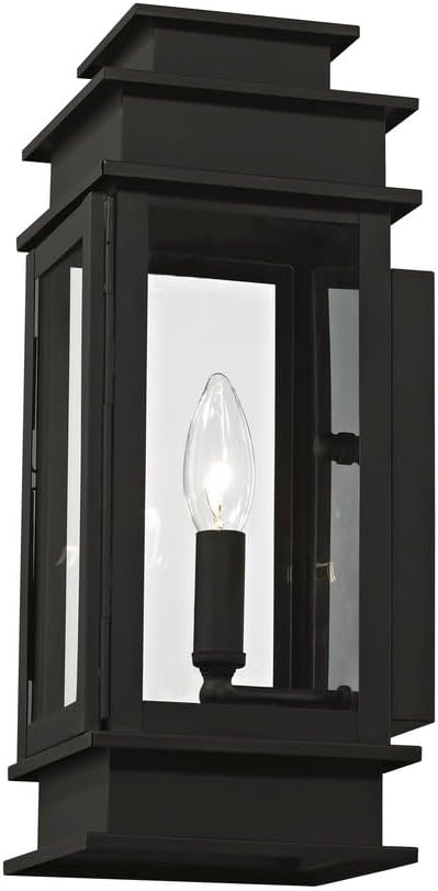 Livex Lighting 2013-04 Transitional One Light Outdoor Wall Lantern from Princeton Collection in Black Finish