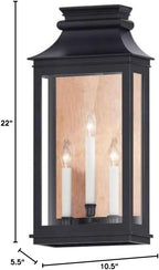 Maxim Savannah Vx 3 Light Outdoor Candle Style Wall Lantern with Antique Copper/Black Oxide Finish