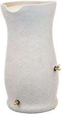 Impressions Corsican Decorative Rain Barrel, 50 Gallon Capacity,Unique Textured White Ceramic Look with Brass Spigots Finish, Modern Design