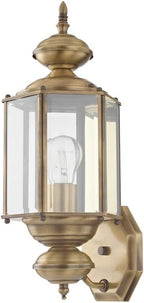 Livex Lighting 2006-01 Outdoor Wall Lantern with Clear Beveled Glass Shades, Antique Brass