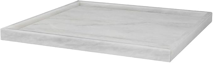Natural Marble Stone Tray - Hand Carved, Polished Marble Bathroom Tray w/Non-Slip Rubber Pads – Compact Marble Vanity Tray in 3 Shapes - Versatile, Luxury Stone Tray for Bathroom, Kitchen & More