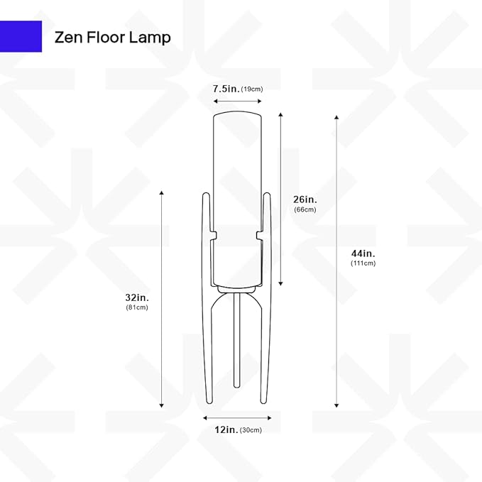 Ozarke Zen Modern Floor Lamp - Fabric Shade & Wood Frame Mid-Century 44 Inch Standing Corner Light for Bedroom, Living Room & Home Decor - E26 Bulb Warm 3000K (Natural Wood)