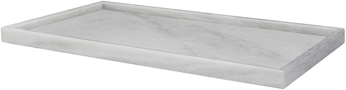 Natural Marble Stone Tray - Hand Carved, Polished Marble Bathroom Tray w/Non-Slip Rubber Pads – Compact Marble Vanity Tray in 3 Shapes - Versatile, Luxury Stone Tray for Bathroom, Kitchen & More