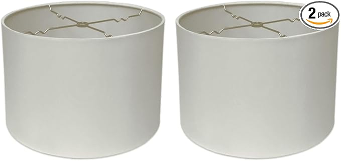 Royal Designs, Inc. HB-610-14WH-2 Shallow Drum Hardback Lamp Shade, 13 x 14 x 9, White, 2-Pack