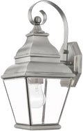 Livex Lighting 2590-91 Transitional One Light Outdoor Wall Lantern from Exeter Collection in Pwt, Nckl, B/S, Slvr. Finish, Brushed Nickel
