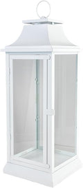 Serene Spaces Living White Hurricane Lanterns with Clear Glass Panels, Perfect for Home Decor, Parties & Events, Table Top Or Hanging Lantern for Indoor & Outdoor, Measure 25" Tall and 9.75" Diameter