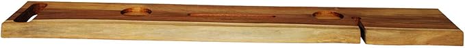 EcoDecors Eleganto 50" Live Edge Solid Teak Bath Caddy Tray with Handle, Book & Tablet Holder, Wine Glass Holders, Luxury Bathtub Tray