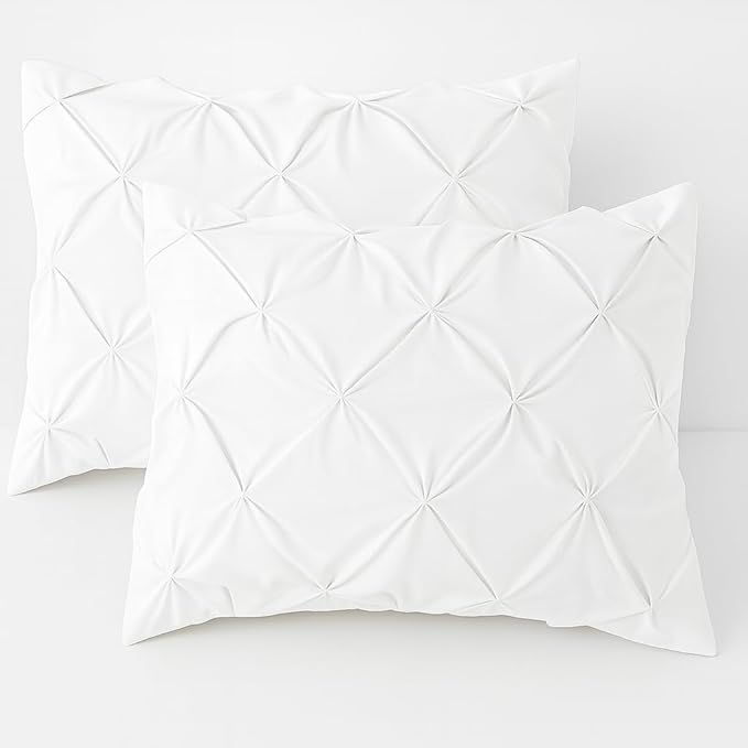 COTTON STICH King Size Pillow Shams – Set of 2, 20x36 Inches, White, Pinch Pleated Design – 100% Egyptian Cotton, 600 Thread Count, Luxury Hotel Quality, Soft & Breathable Decorative Pillow Covers