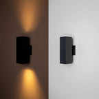 mirrea Modern Outdoor Porch Light Patio Light in 2 Lights with Aluminum Rectangular Tube and Tempered Glass Cover Waterproof Wall Sconce 6 Pack (Matte Black)