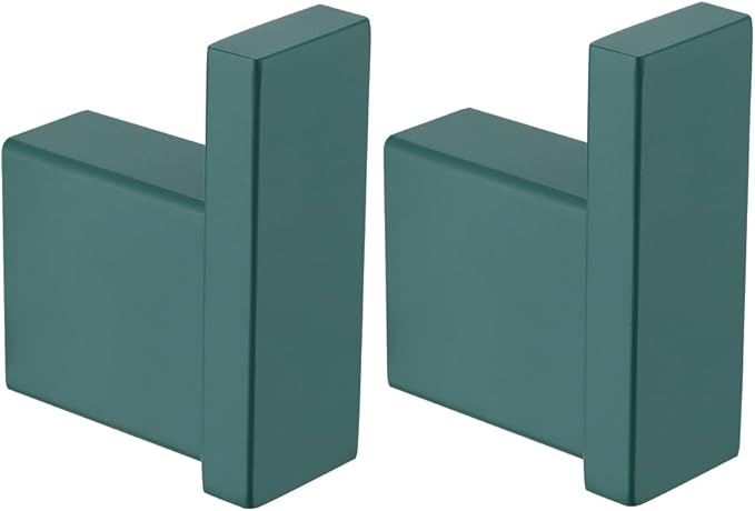 RANDOM Dark Green Towel Hooks for Bathrooms Square Shower Hooks Stainless Steel Wall Mount Coat Hooks.96009-8DKG