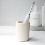 Selegna Drying Stone Toothbrush Holder, Diatomite Toothbrush Holders for Bathroom, Quick Drying Electric Toothbrush & Toothpaste Holder Cup, Diatomaceous Earth Bathroom Sink Organizer (Beige)