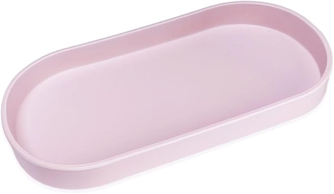 Pink Small Tray (11.8 inch), Oval Tray for Kitchen Counter, Bathtub Bathroom Vanity Items, Countertop Organizer, Coffee Accessory, Bar, Serving Seasoning, Salt and Pepper, Soap, Perfume.