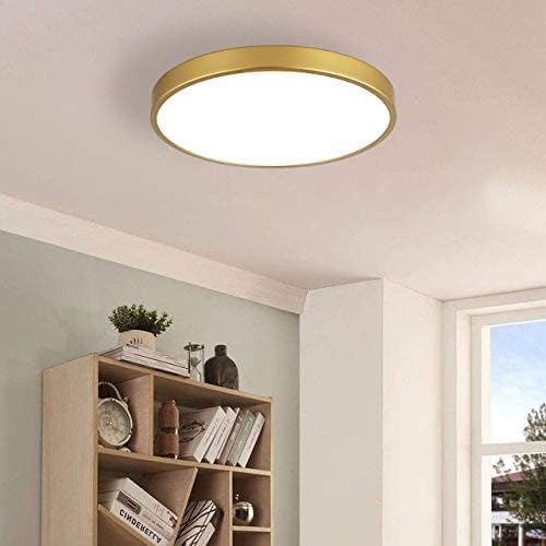 Gold Flush Mount Ceiling Light 2 Pack,9 inch Modern Metal Gold LED Ceiling Light Fixtures,Low Profile,3000K-5000K Round Flat Pane Ceiling Mount for Bedroom,Living Room,Hallway