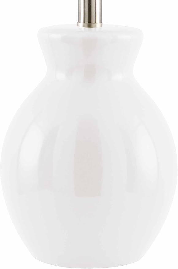 BoutiqueRugs Liliac Boho Ceramic Bedside Table Lamp for Bedroom Nightstand - End Side Lighting for Living Room - Shade Cotton - White - 15" H