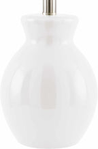 BoutiqueRugs Liliac Boho Ceramic Bedside Table Lamp for Bedroom Nightstand - End Side Lighting for Living Room - Shade Cotton - White - 15" H