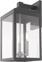 Livex Lighting 20584-80 Nyack - 17.5" Three Light Outdoor Wall Lantern, Nordic Gray Finish with Clear Glass