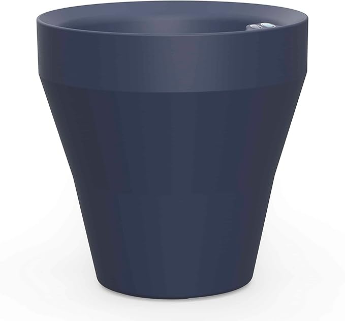 Crescent Garden Rim TruDrop Planter, Self-Watering Plant Pot, 18-Inch (Midnight)