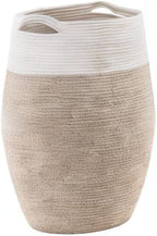 Cotton Rope Laundry Hamper by YOUDENOVA, 105L - Woven Collapsible Basket Clothes Storage for Blankets, Room Organizing, Bedroom Storage, – Brown & White