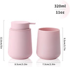 Matte Pink Bathroom Accessories 2 Piece Set Plastic Soap Dispenser and Toothbrush Holder for Modern Bathroom Decor
