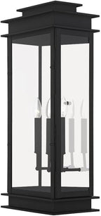 Livex 20208-04 Transitional Three Light Outdoor Wall Lantern from Princeton Collection in Black Finish