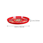 Cabilock Serving Platter Chinese Food Tray Red Wedding Serving Tray Fruit Plate Fruit Snack Storage Holder for Home Kitchen and Wedding Snack Round 13X2. 9inch Chinese Candy Boxes