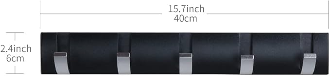 Wall-Mounted Coat Hooks, Black Silver