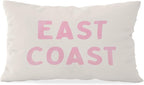 Pink Coastal Throw Pillow Cover 12x20, Preppy East Coast Coquette Pink Decor for Girls Room College Sofa Couch, Trendy Retro Dorm