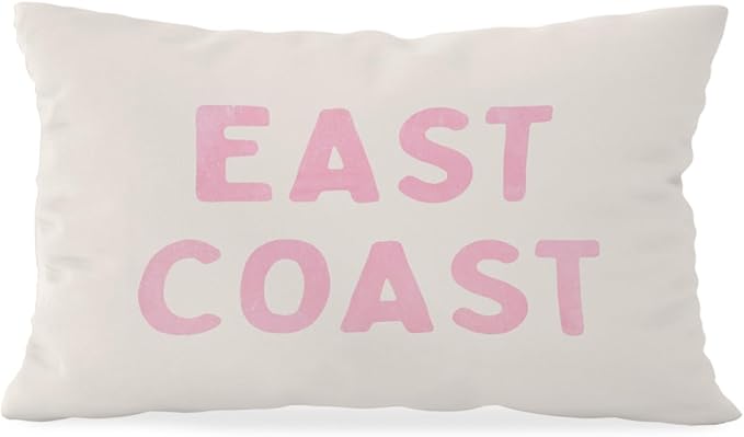 Pink Coastal Throw Pillow Cover 12x20, Preppy East Coast Coquette Pink Decor for Girls Room College Sofa Couch, Trendy Retro Dorm