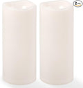 NURADA Large Outdoor Solar Candles Waterproof - 10" x 4" Rechargeable Solar Powered Flameless LED Pillar Flickering Candle for Patio Porch Lanterns Decor - Ivory White Set of 2