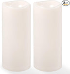 NURADA Large Outdoor Solar Candles Waterproof - 10" x 4" Rechargeable Solar Powered Flameless LED Pillar Flickering Candle for Patio Porch Lanterns Decor - Ivory White Set of 2