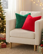 Pallene Faux Fur Plush Christmas Throw Pillow Covers 20x20 Set of 2, Soft Fluffy Couch Pillow Covers for Living Room, Red