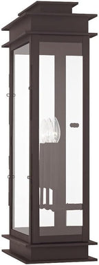 Livex 20208-04 Transitional Three Light Outdoor Wall Lantern from Princeton Collection in Black Finish