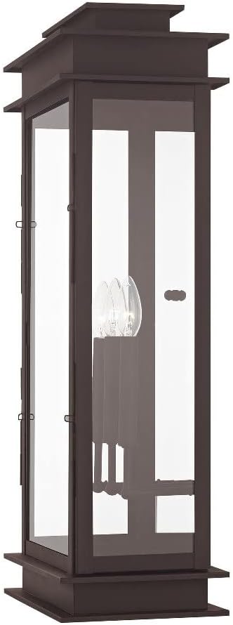Livex 20208-04 Transitional Three Light Outdoor Wall Lantern from Princeton Collection in Black Finish
